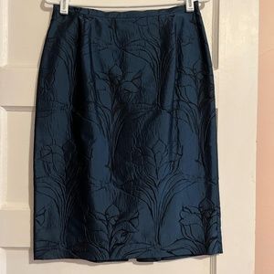 Blue and Black Silk Pencil Skirt